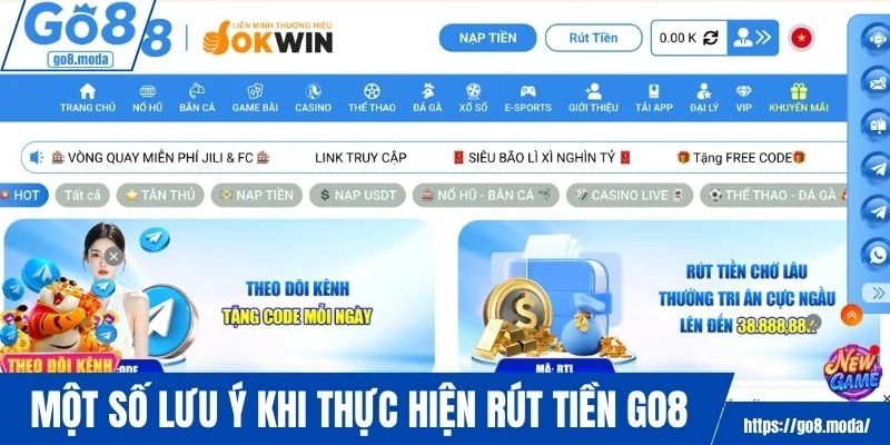 Một số lưu ý quan trọng khi thực hiện rút tiền GO8